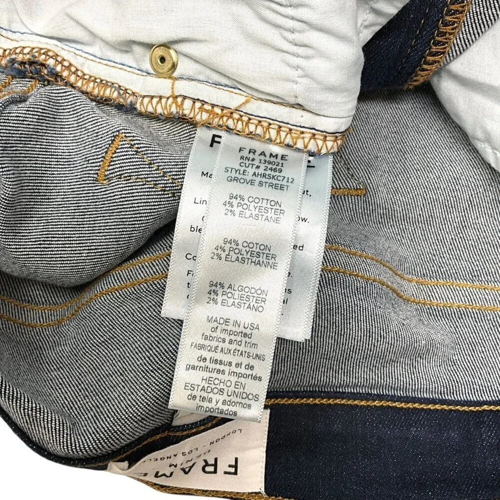 Frame Ali High Rise Cigarette Jeans Grove Street Size 30 Dark Wash Skinny Ankle - Picture 8 of 8